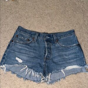 Levi's Blue Distressed Jean Shorts